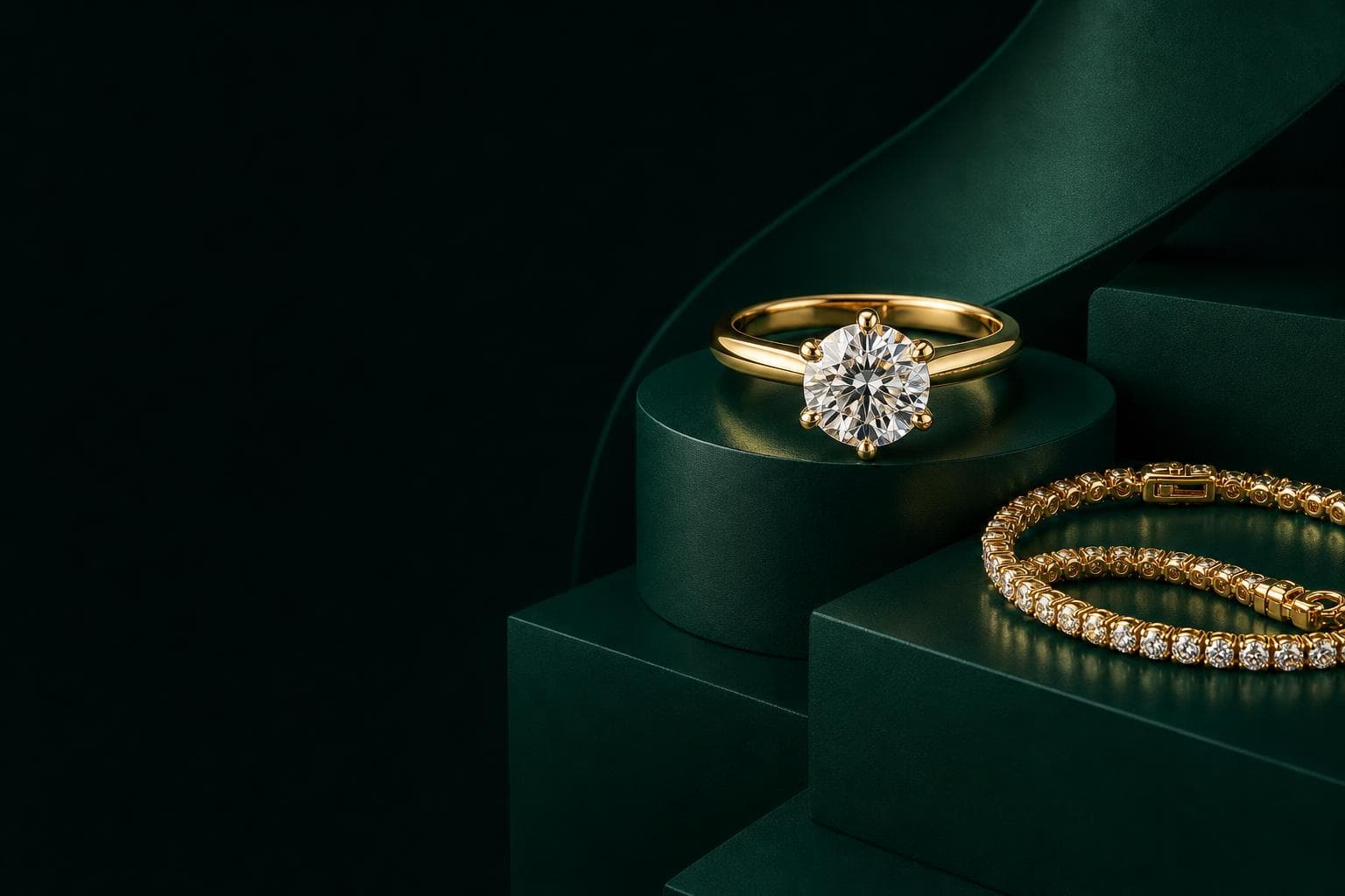 Ouvra Luxe diamond ring in a dark atelier setting